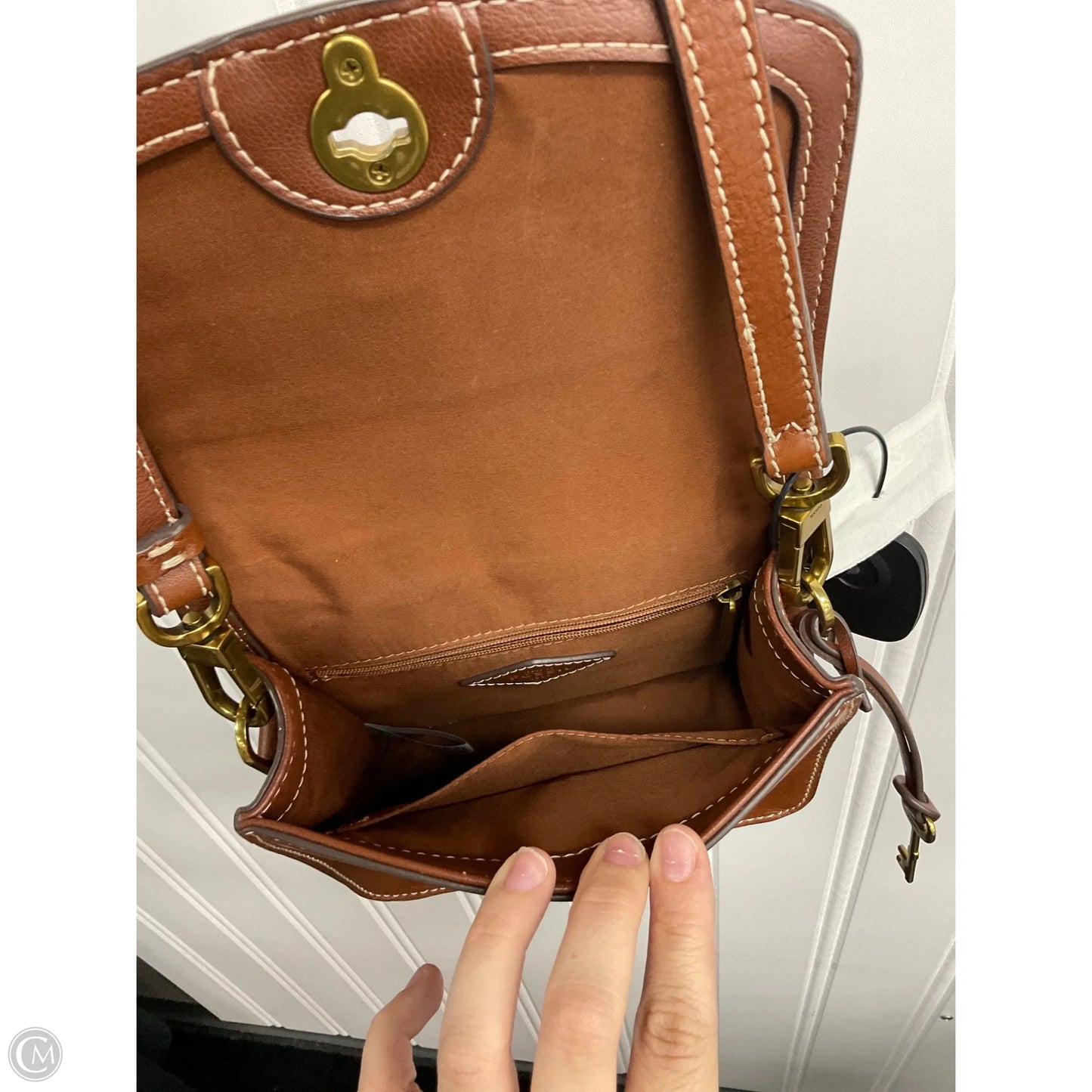 Crossbody Leather By Fossil, Size: Small