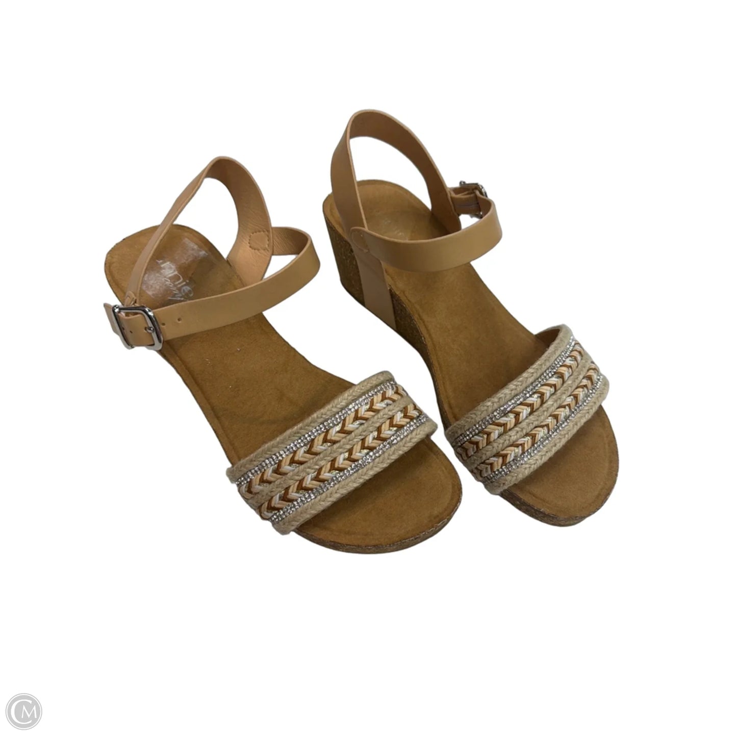 Sandals Heels Wedge By Clothes Mentor In Tan, Size: 8