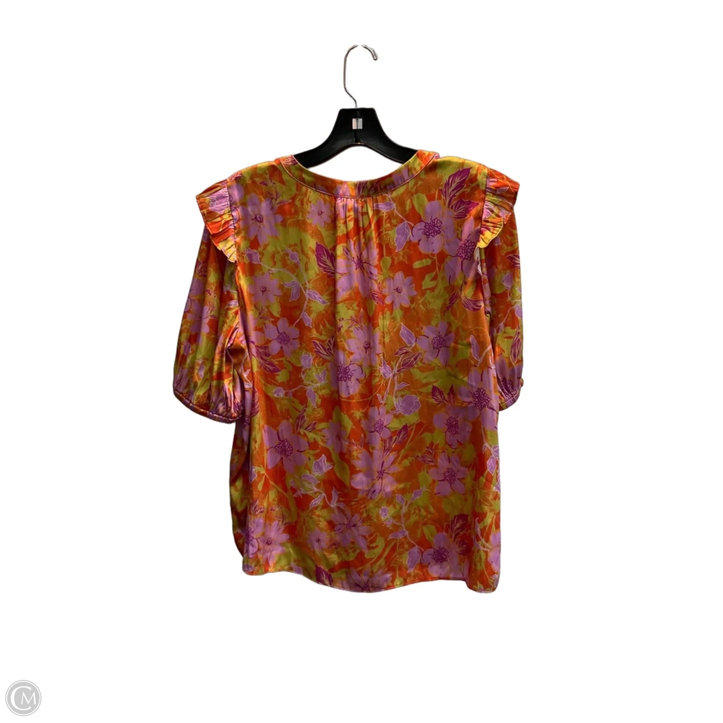 Blouse Short Sleeve By Current Air In Floral Print, Size: L