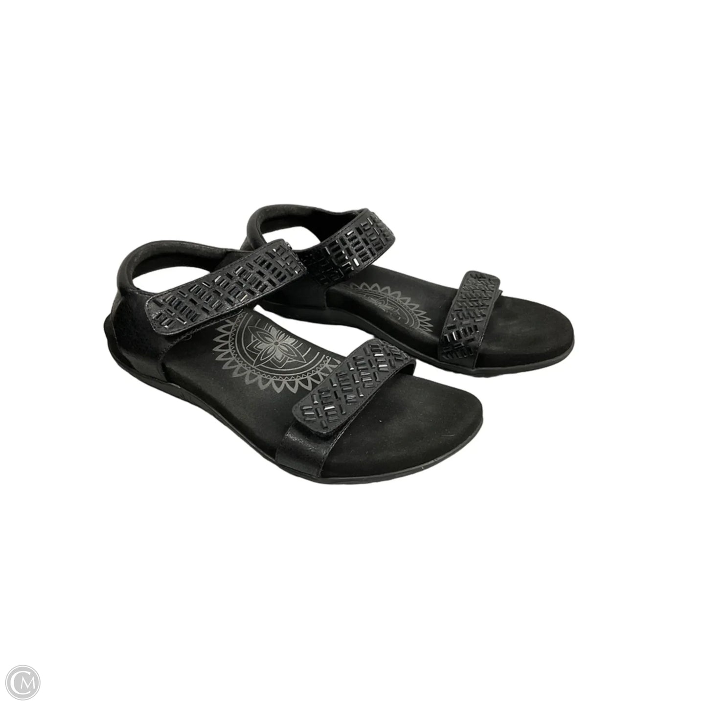 Sandals Flats By Aetrex In Black, Size: 10.5