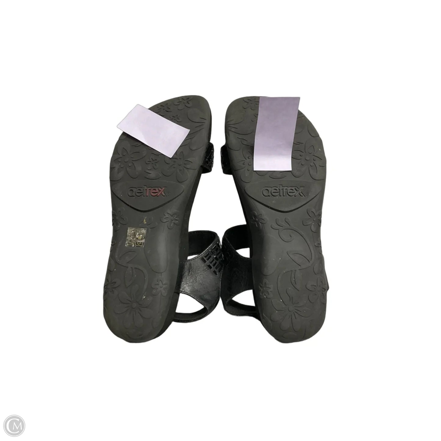 Sandals Flats By Aetrex In Black, Size: 10.5
