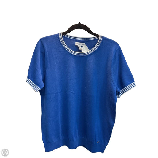 Top Short Sleeve By Calvin Klein In Blue, Size: L