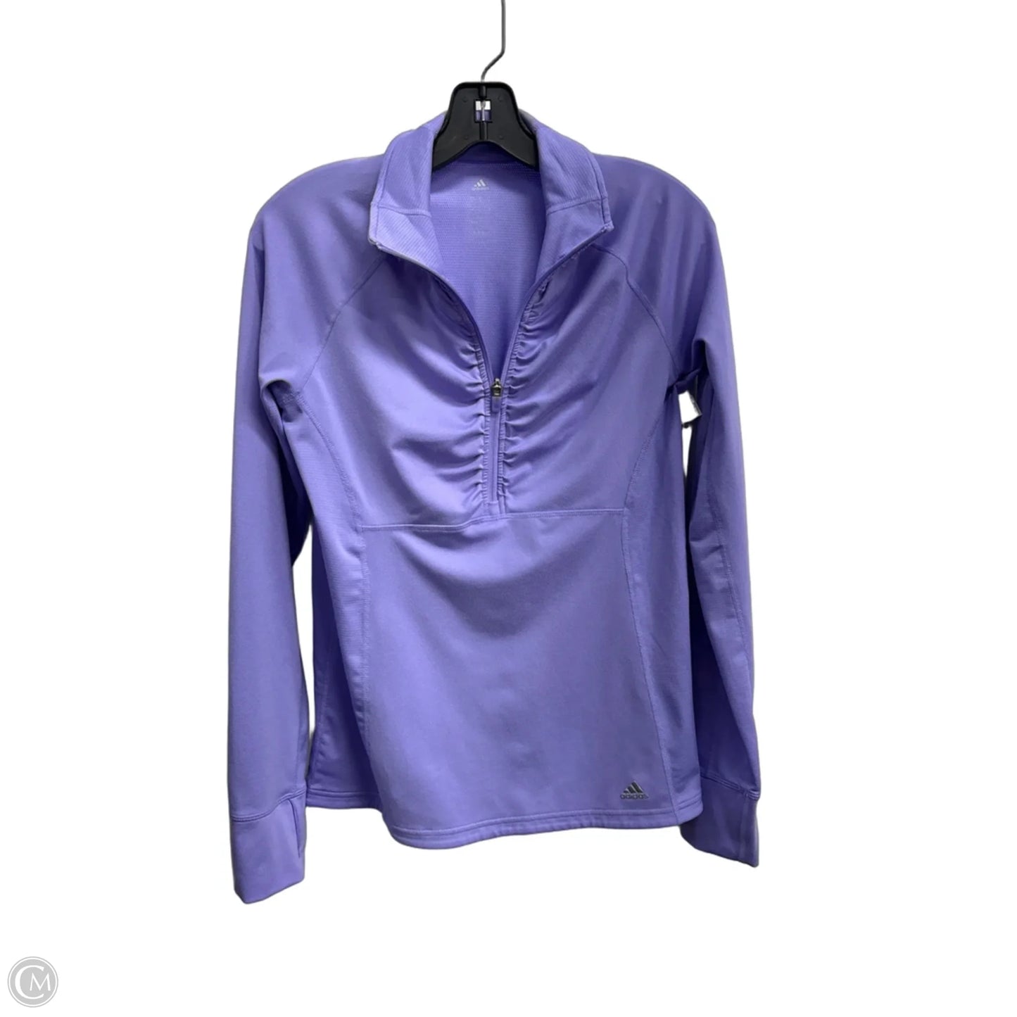 Athletic Top Long Sleeve Collar By Adidas In Purple, Size: M