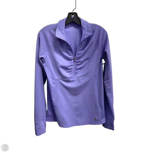 Athletic Top Long Sleeve Collar By Adidas In Purple, Size: M