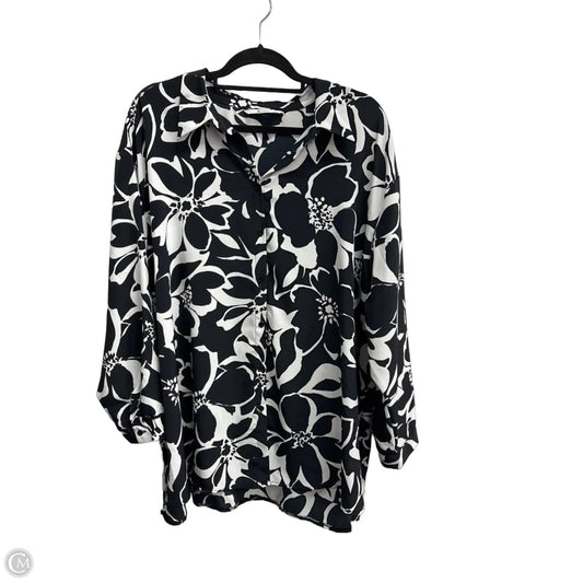 Blouse Long Sleeve By Clothes Mentor In Black & White, Size: 3x