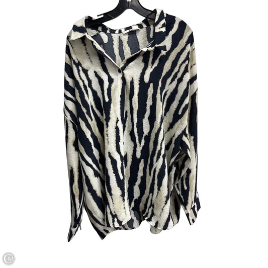 Blouse Long Sleeve By Clothes Mentor In Black & Cream, Size: 3x