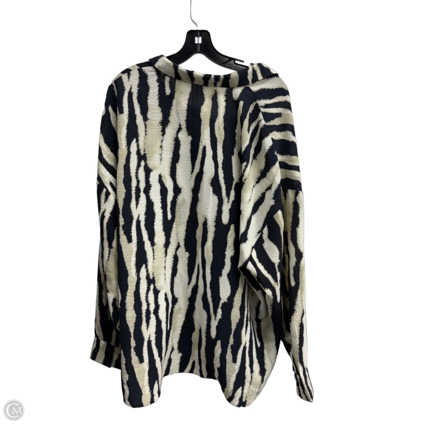 Blouse Long Sleeve By Clothes Mentor In Black & Cream, Size: 3x
