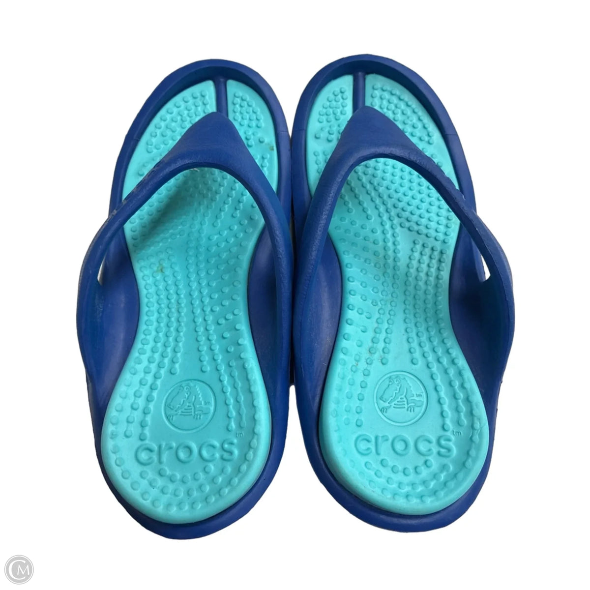 Sandals Flip Flops By Crocs In Blue, Size: 6