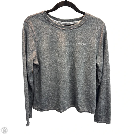 Athletic Top Long Sleeve Crewneck By Calvin Klein In Grey, Size: L