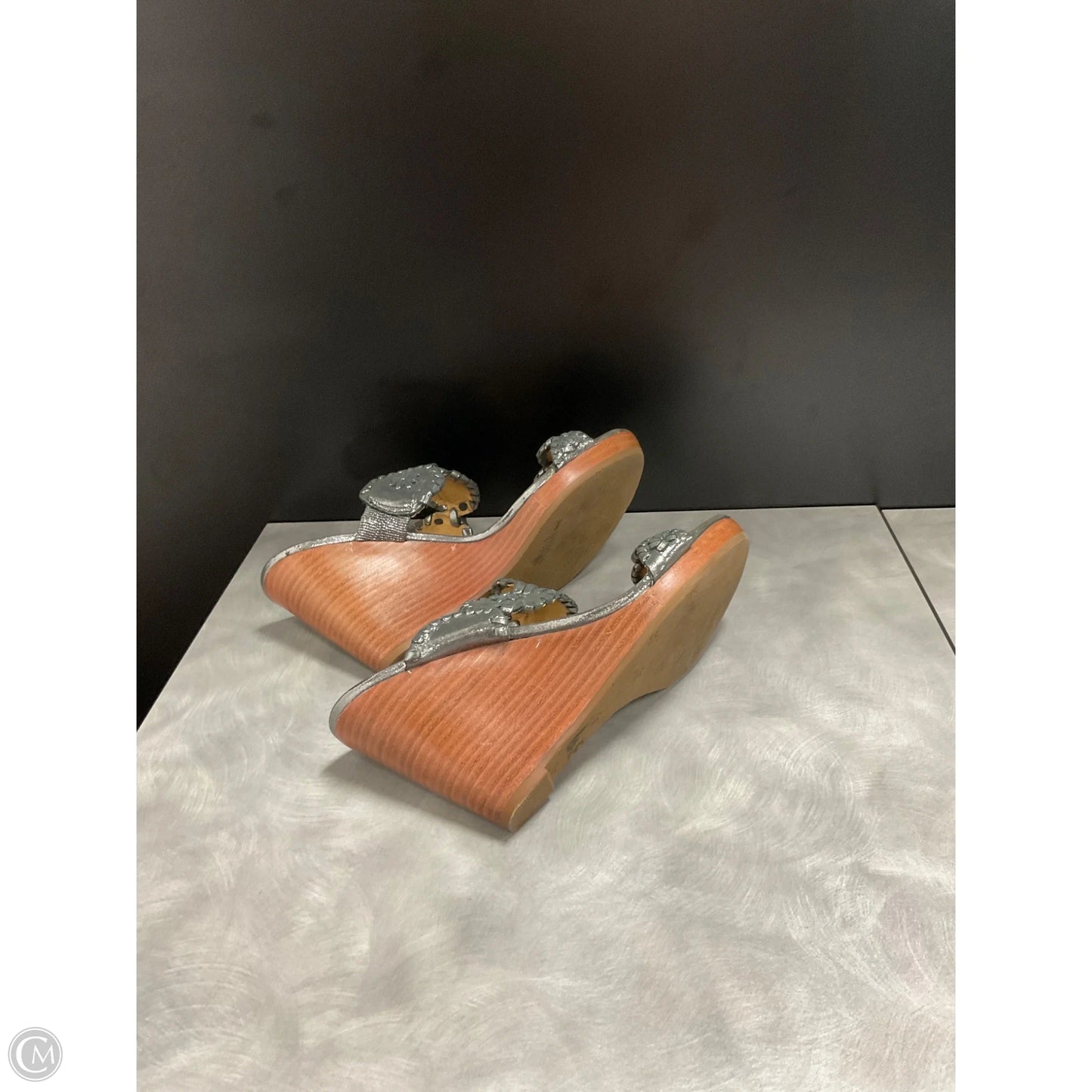 Sandals Heels Wedge By Jack Rogers In Silver, Size: 5.5
