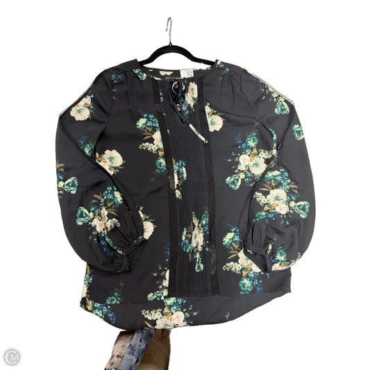 Blouse Long Sleeve By White House Black Market In Floral Print, Size: Xs