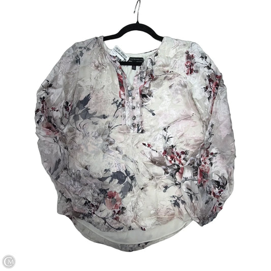Blouse Long Sleeve By White House Black Market In Floral Print, Size: Xs