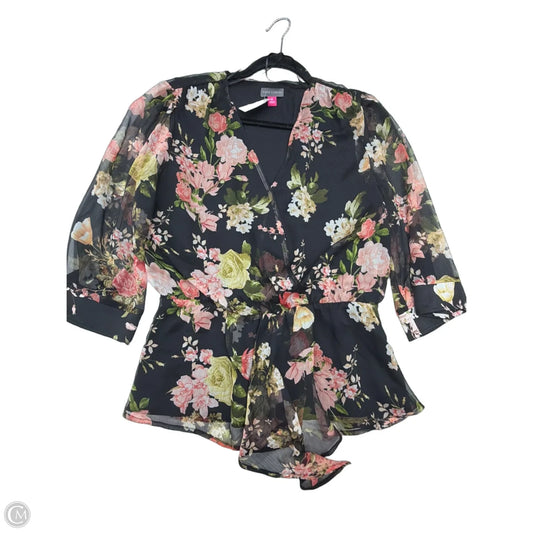 Blouse 3/4 Sleeve By Vince Camuto In Floral Print, Size: Xs