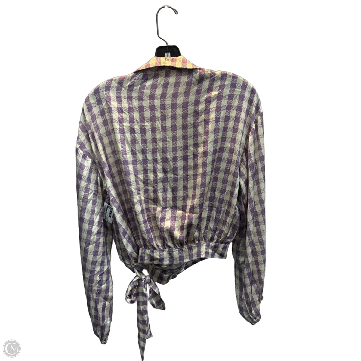 Blouse Long Sleeve By Clothes Mentor In Checkered Pattern, Size: L