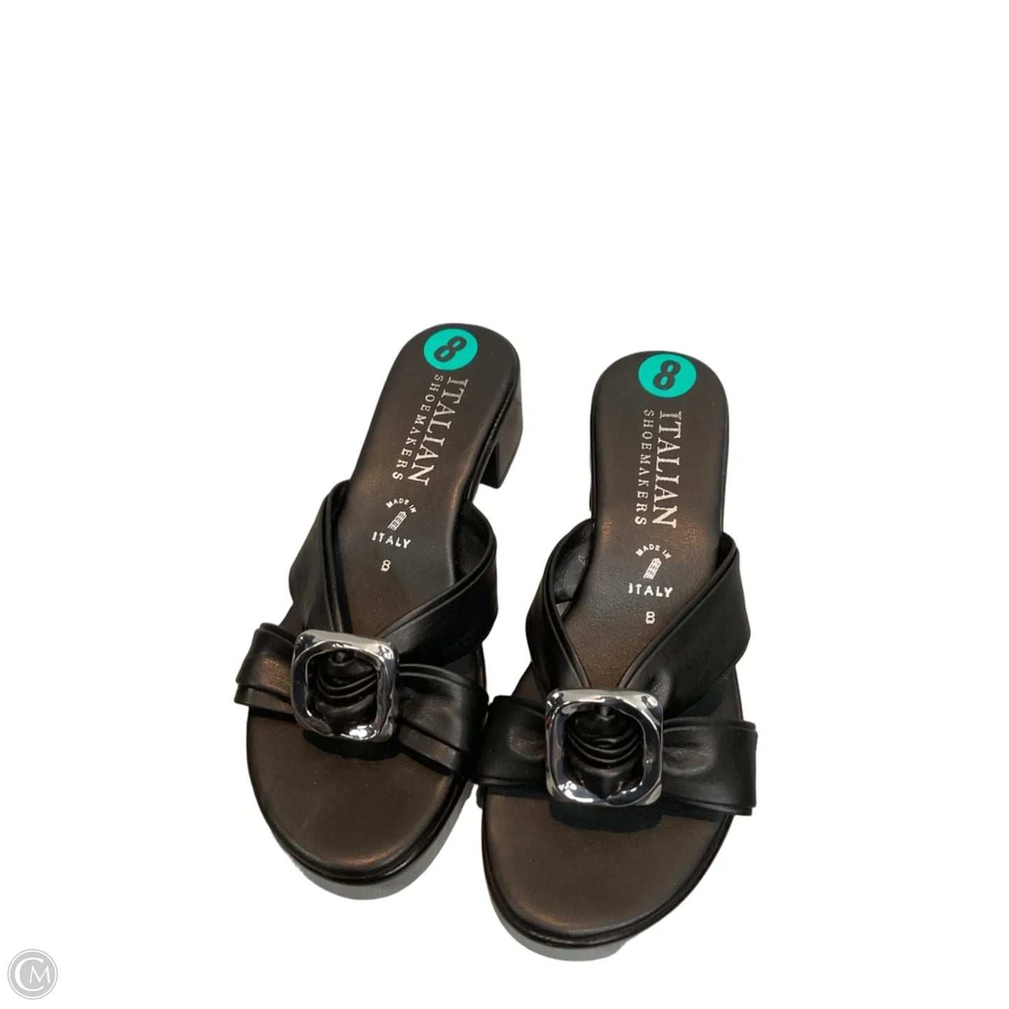 Sandals Heels Block By Italian Shoemakers In Black, Size: 8