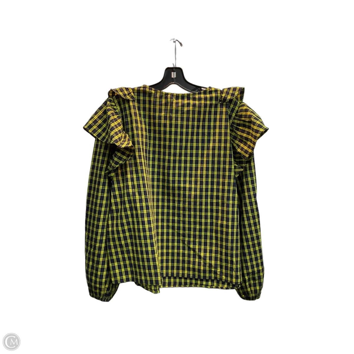 Blouse Long Sleeve By Sugar Lips In Plaid Pattern, Size: L
