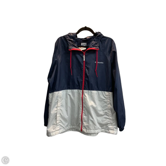 Athletic Jacket By Columbia In Blue & White, Size: 1x