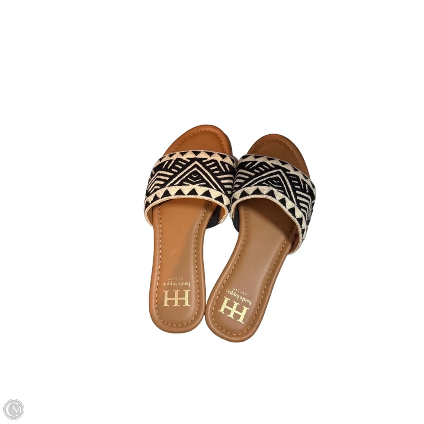Sandals Flats By Haute Hippie In Black & Cream, Size: 7.5