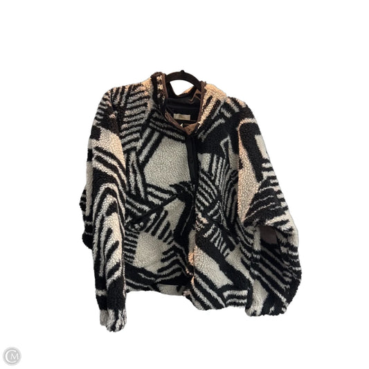 Coat Faux Fur & Sherpa By Elan In Black & Cream, Size: M