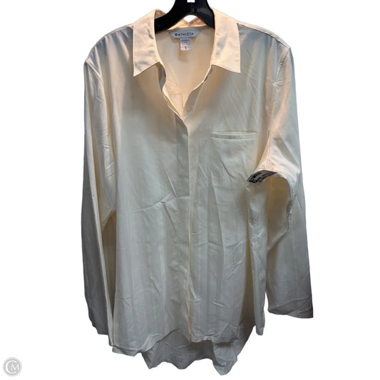 Blouse Long Sleeve By Athleta In White, Size: L