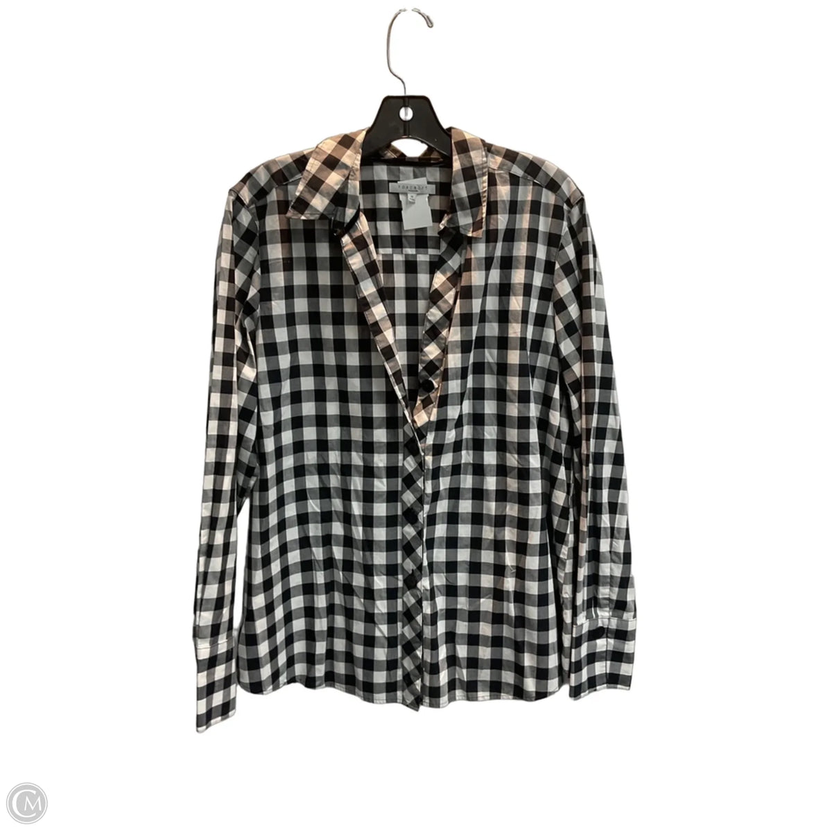 Top Long Sleeve By Foxcroft In Checkered Pattern, Size: 1x
