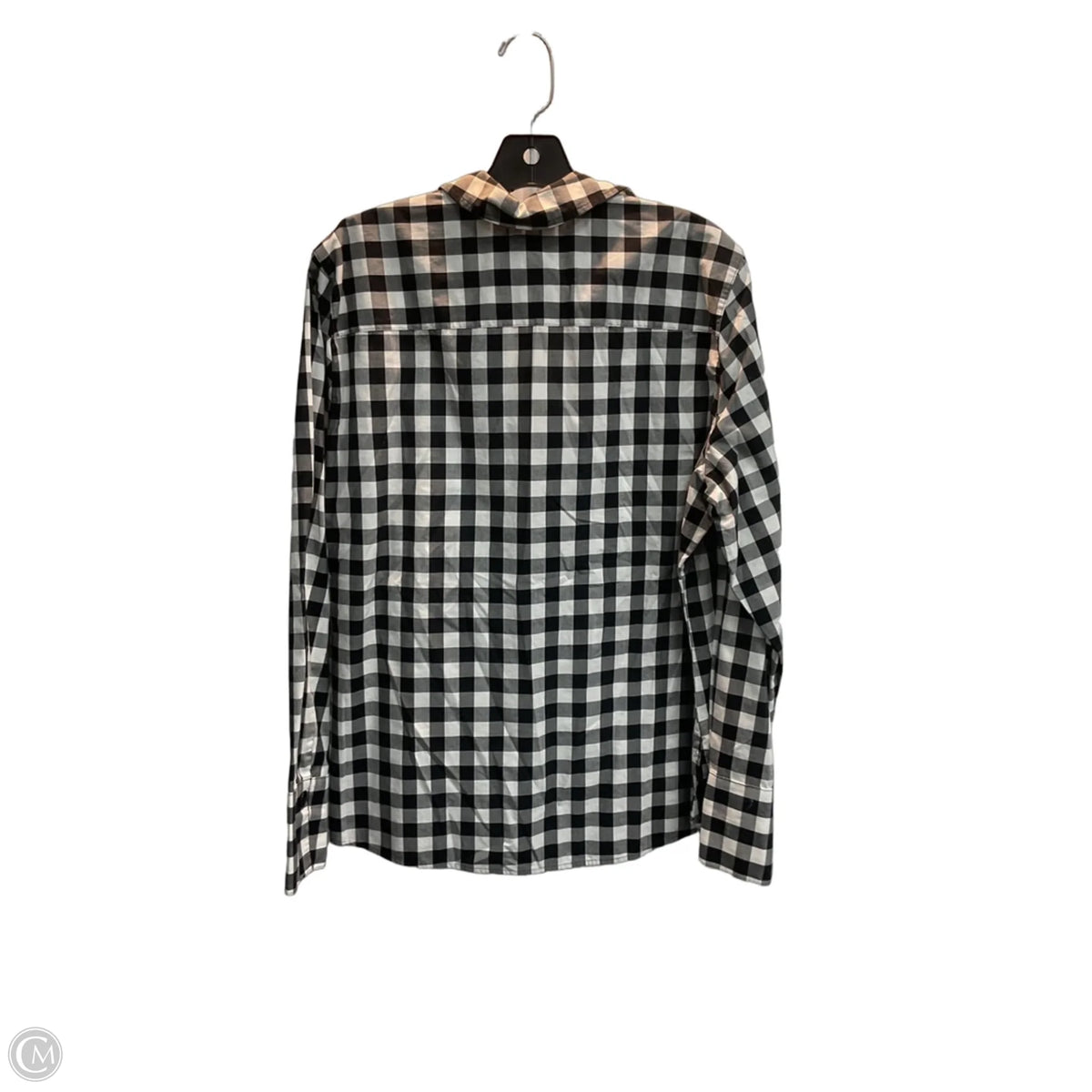 Top Long Sleeve By Foxcroft In Checkered Pattern, Size: 1x