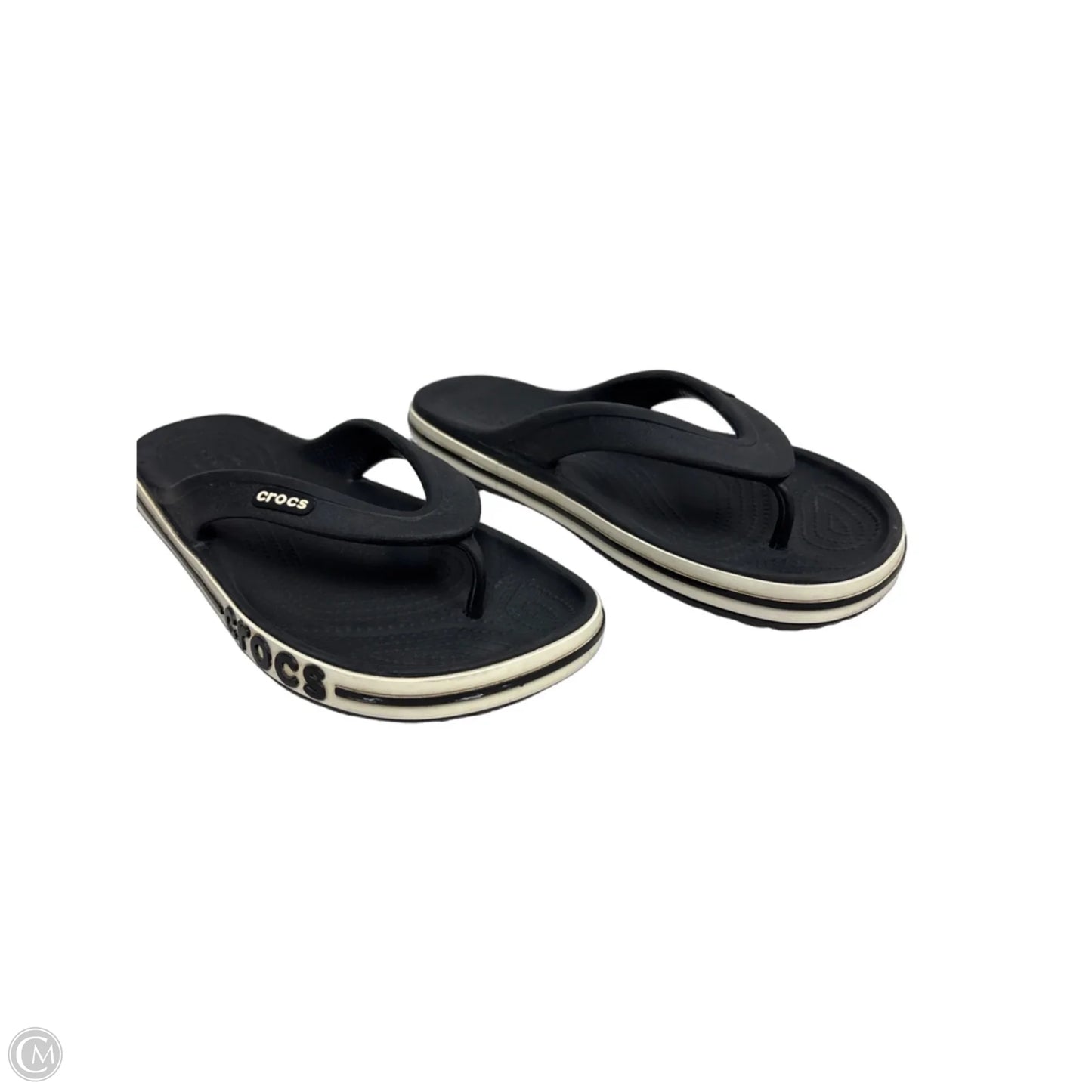 Sandals Flip Flops By Crocs In Black, Size: 7