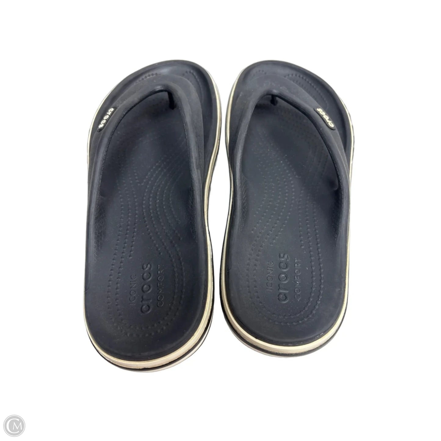 Sandals Flip Flops By Crocs In Black, Size: 7