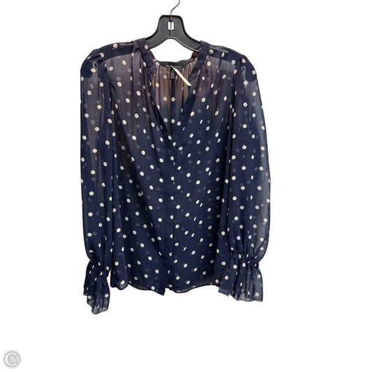 Blouse Long Sleeve By White House Black Market In Polkadot Pattern, Size: S