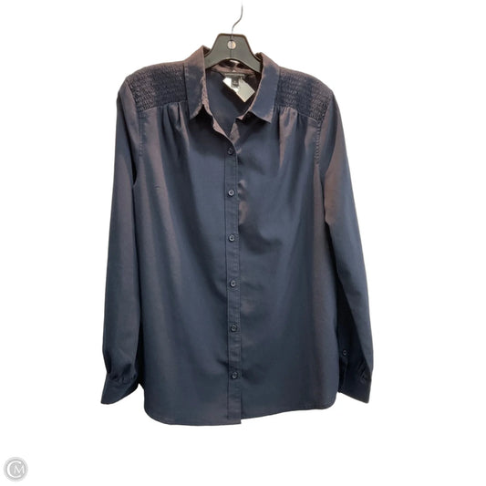 Top Long Sleeve By Banana Republic In Navy, Size: M