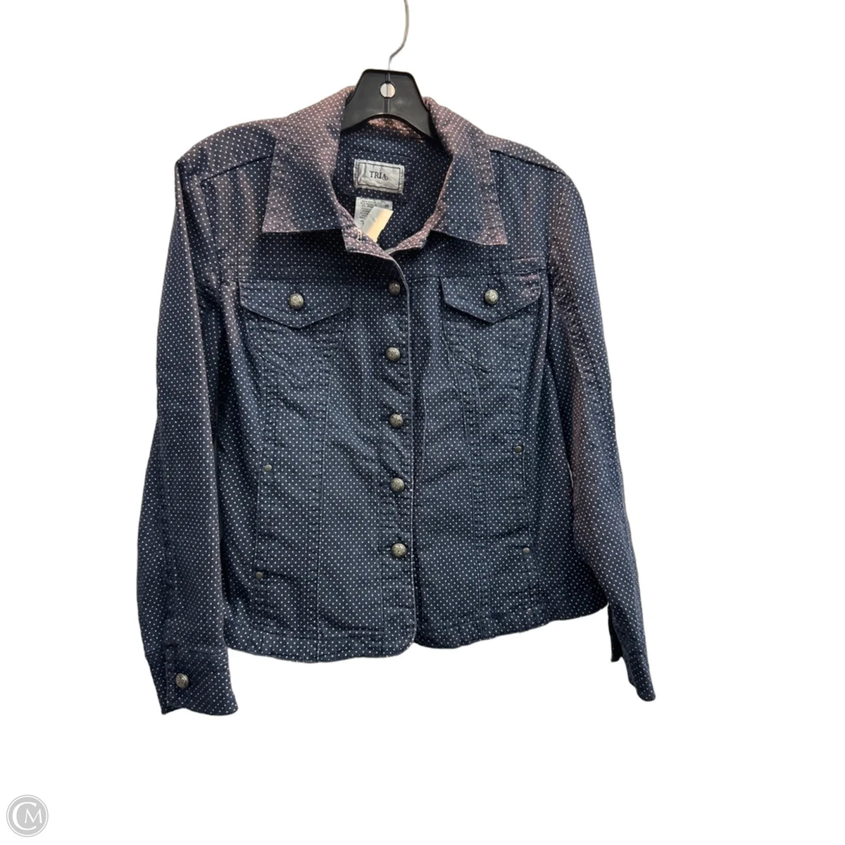 Jacket Denim By Clothes Mentor In Polkadot Pattern, Size: M