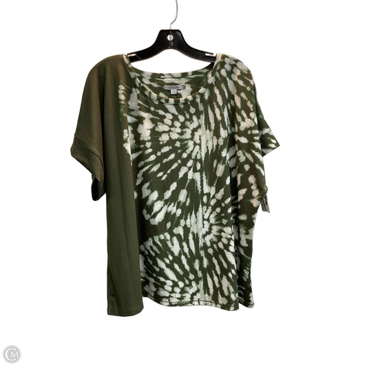 Top Short Sleeve Basic By Chicos In Green & White, Size: Xl