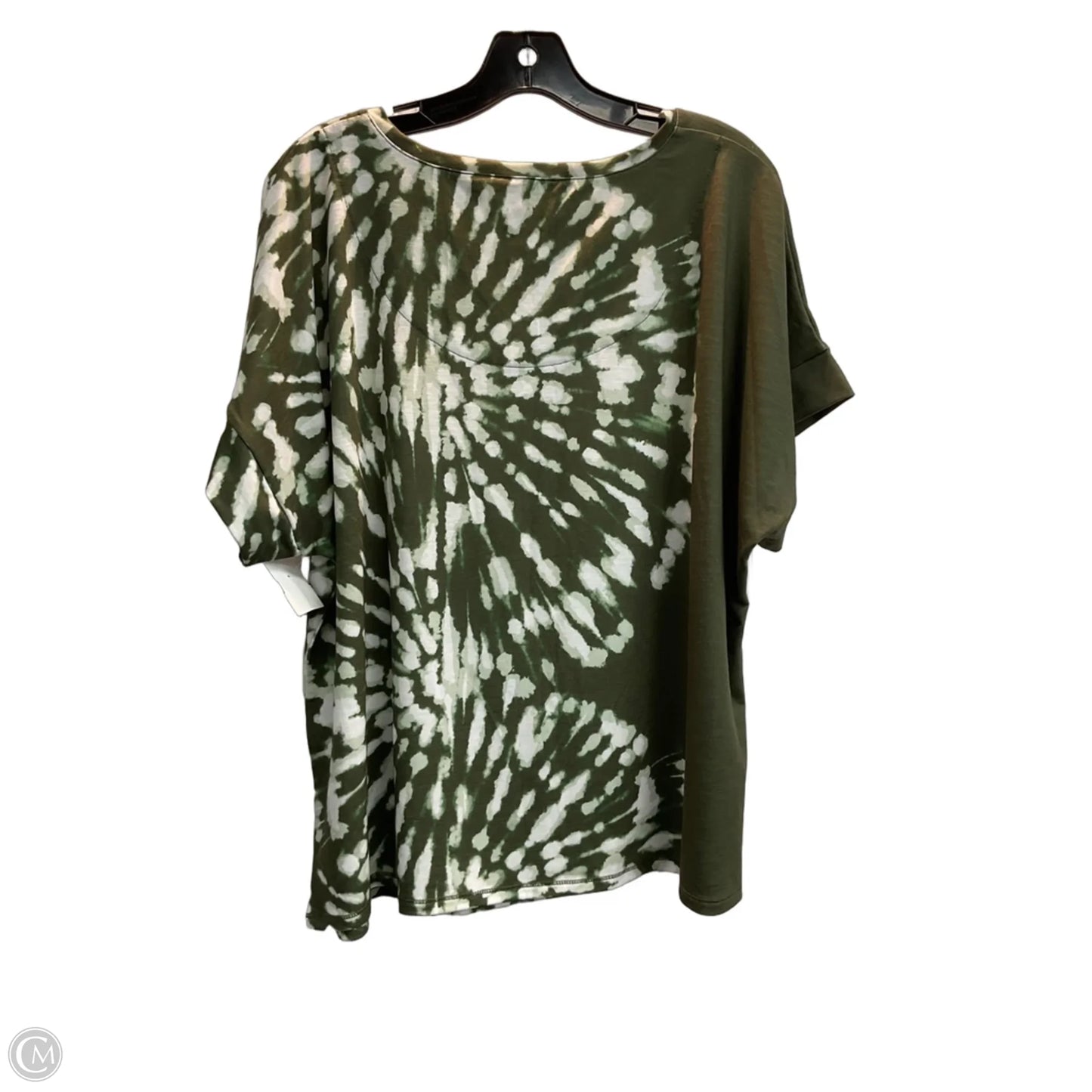 Top Short Sleeve Basic By Chicos In Green & White, Size: Xl