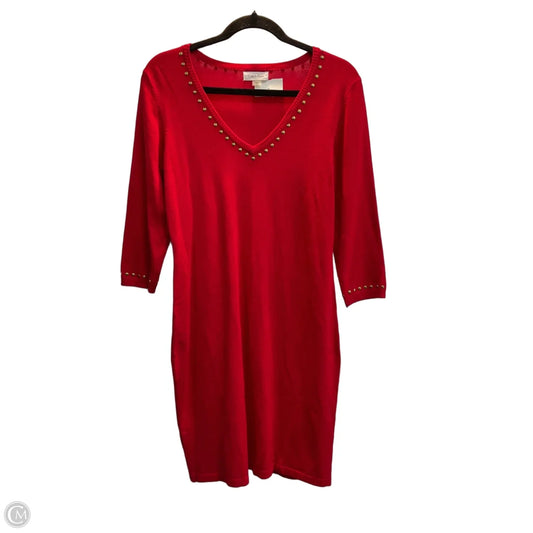 Dress Sweater By Calvin Klein In Red, Size: M