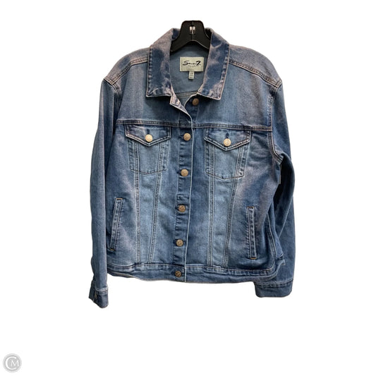 Jacket Denim By Seven 7 In Blue, Size: L