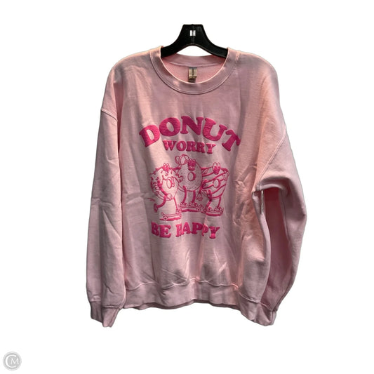 Sweatshirt Crewneck By Gildan In Pink, Size: L