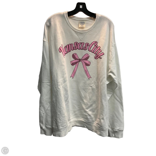 Sweatshirt Crewneck By Clothes Mentor In Pink & White, Size: L