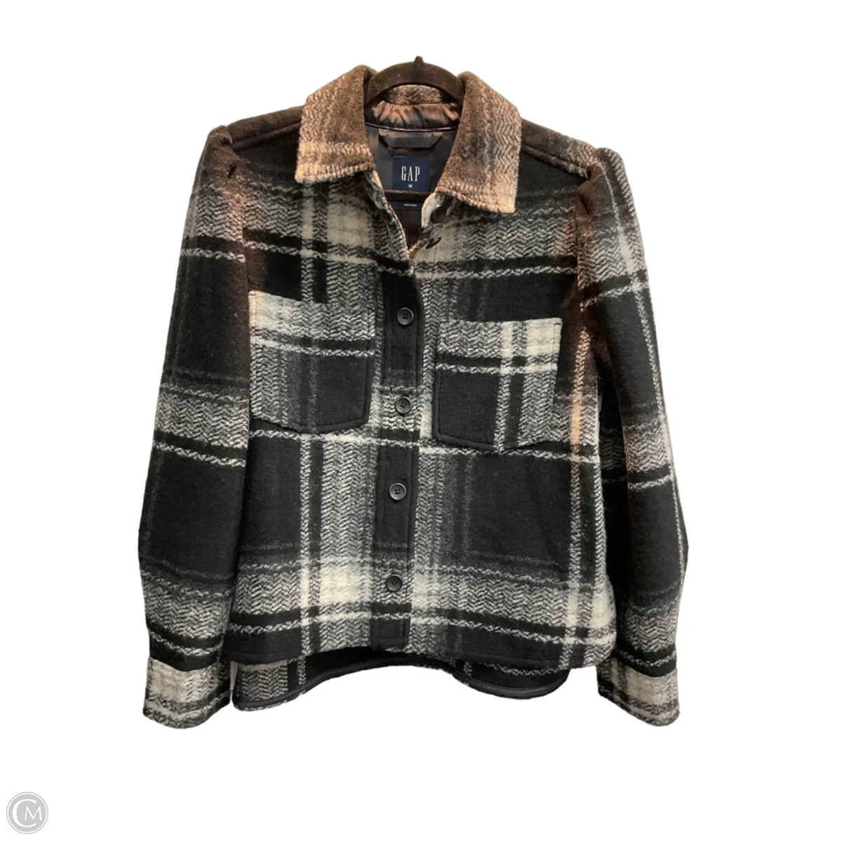 Jacket Fleece By Gap In Plaid Pattern, Size: M
