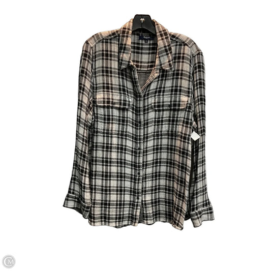 Top Long Sleeve By Madewell In Checkered Pattern, Size: Xl