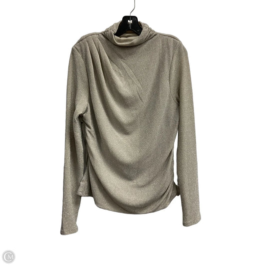 Blouse Long Sleeve By White House Black Market In Silver, Size: L