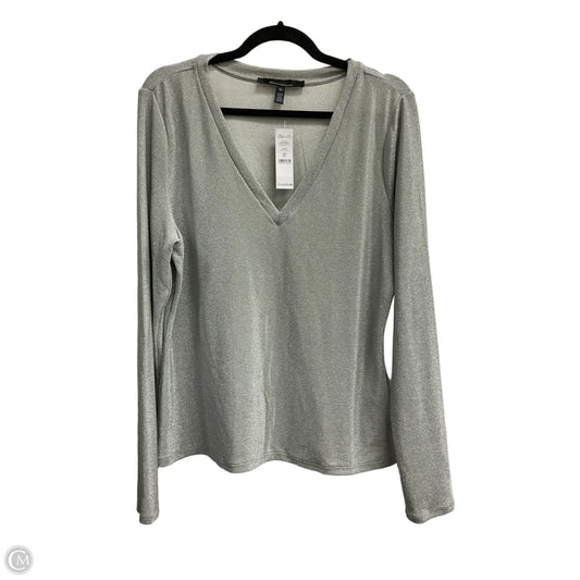 Blouse Long Sleeve By White House Black Market In Silver, Size: Xl