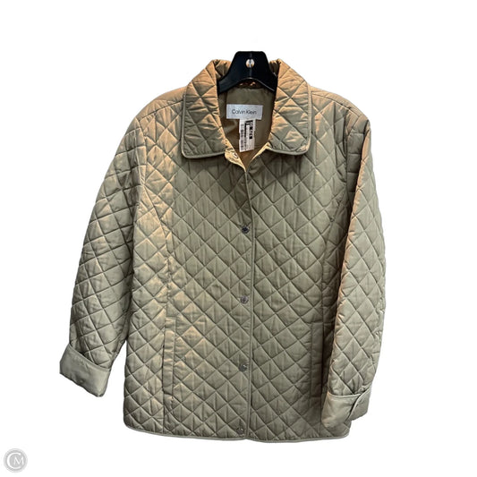 Jacket Puffer & Quilted By Calvin Klein In Taupe, Size: L