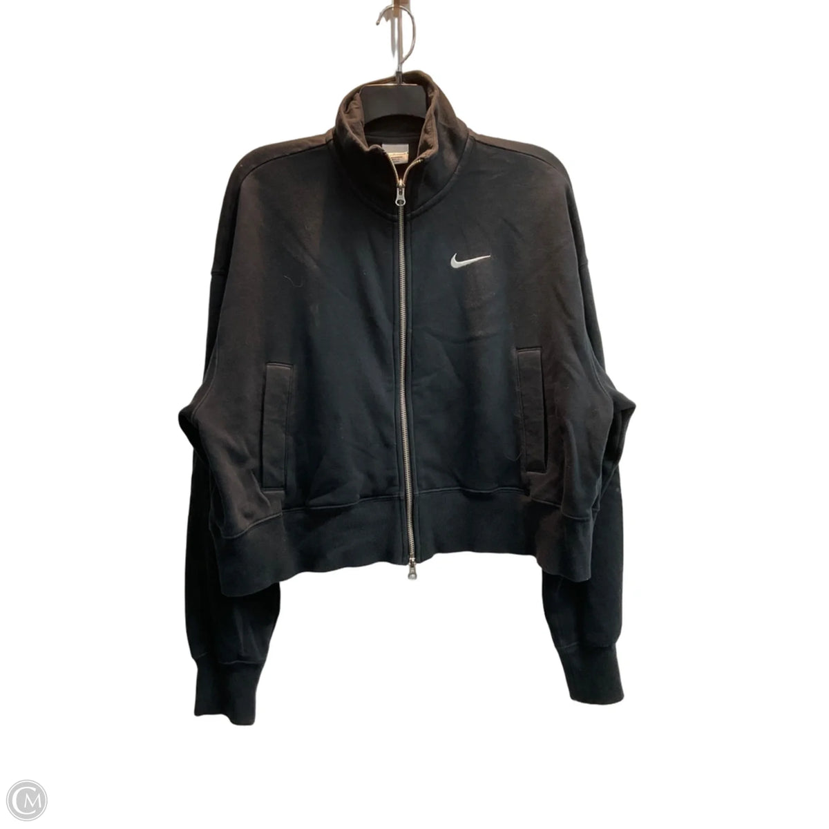 Athletic Jacket By Nike In Black, Size: M