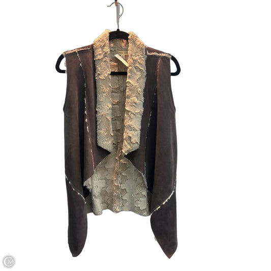 Vest Faux Fur & Sherpa By Double Zero In Brown, Size: L