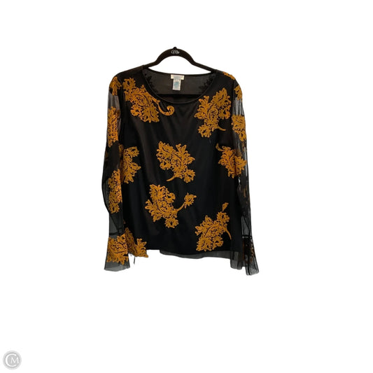 Blouse Long Sleeve By Sundance In Black & Brown, Size: M