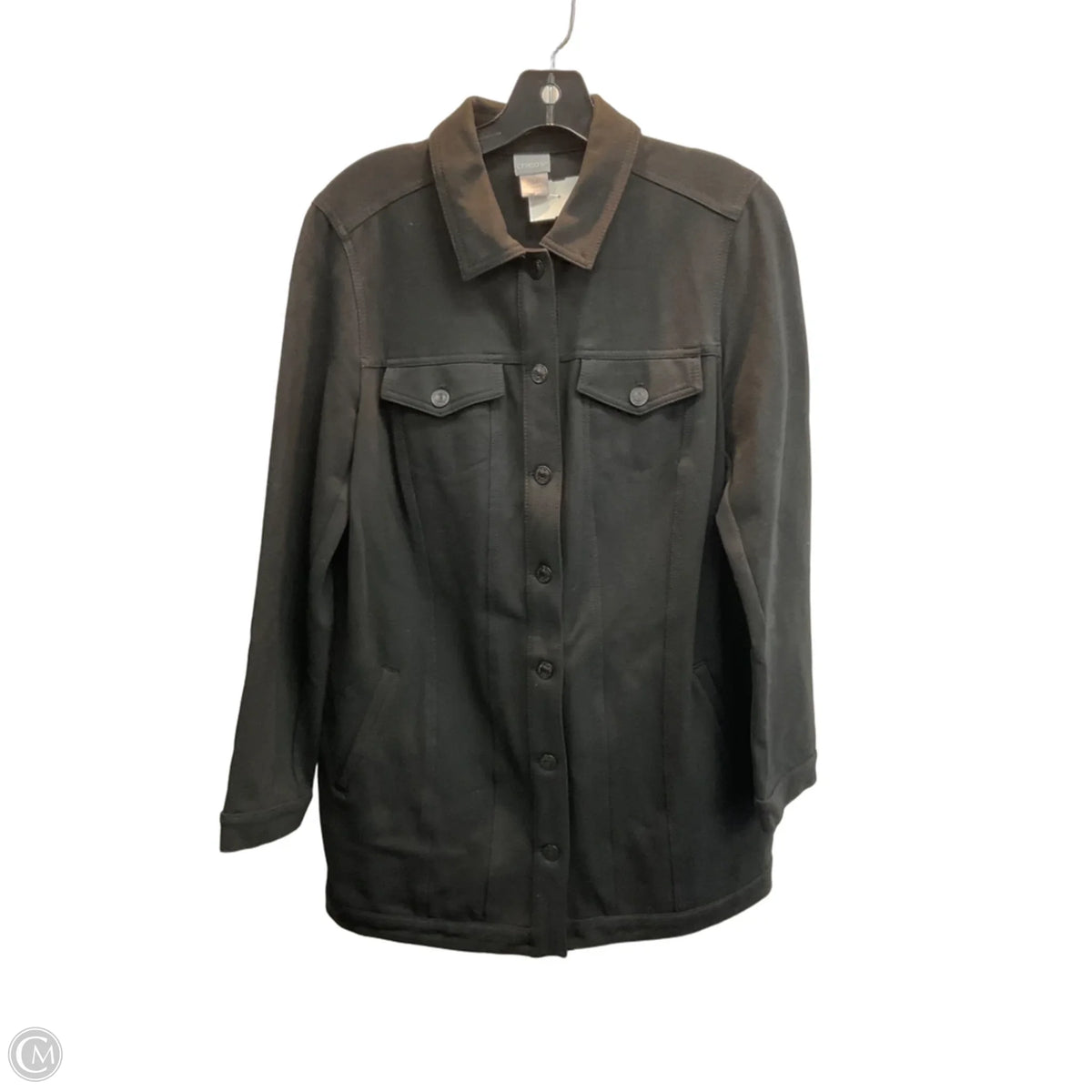 Jacket Shirt By Chicos In Black, Size: M