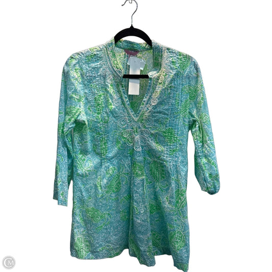 Top Long Sleeve Designer By Lilly Pulitzer In Blue & Green, Size: M