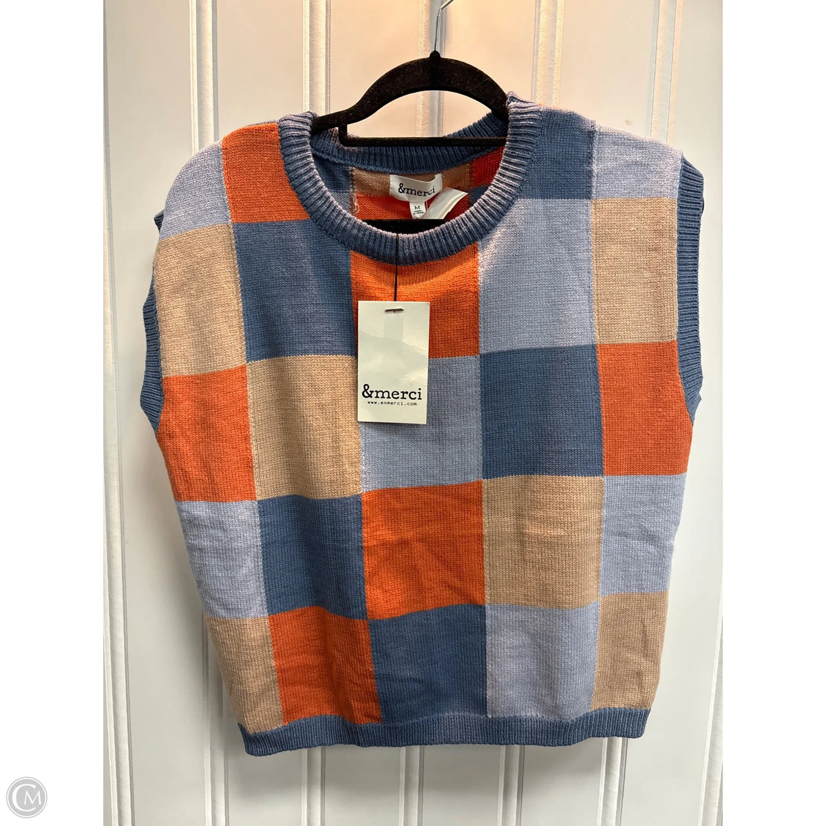 Vest Sweater By &merci In Plaid Pattern, Size: M