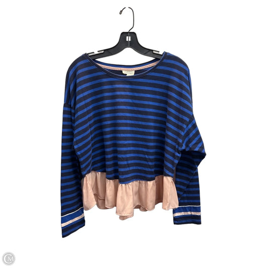 Top Long Sleeve By Deletta In Striped Pattern, Size: L