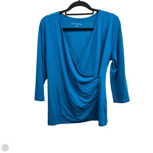 Top 3/4 Sleeve By Soft Surroundings In Blue, Size: L
